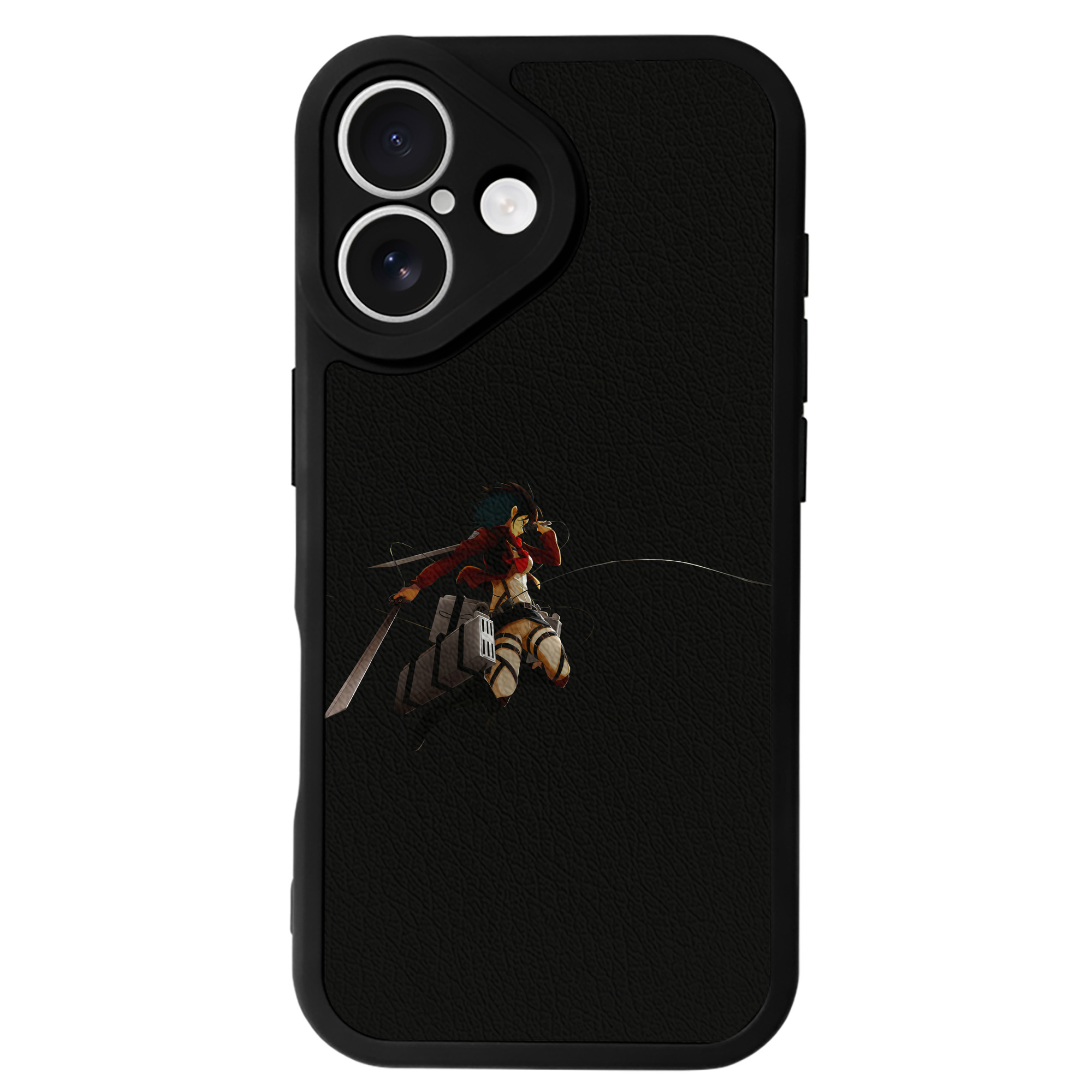 （画像用） 進撃の巨人 ミカサ·アッカーマン Attack on Titan Mikasa Ackerman 【iPhone 16シリーズ対応】シリコンスマホケース（レザー調） 材質：シリコン
